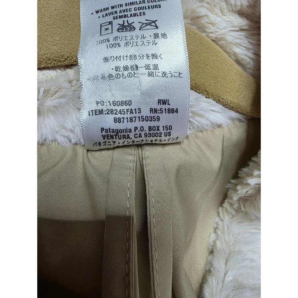 Patagonia Cream Faux Fur Womens Jacket Size‎ S Lined Soft Texture Button Closure
